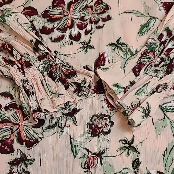 EUC New Directions Petite ruffled beck floral tie V-Neck top PXL - Picture 8 of 9
